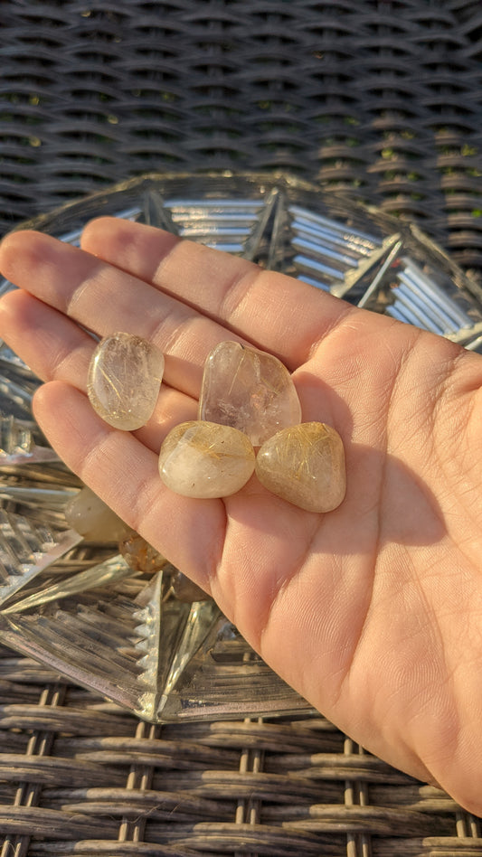 Rutilated Quartz Tumbles 2 pcs