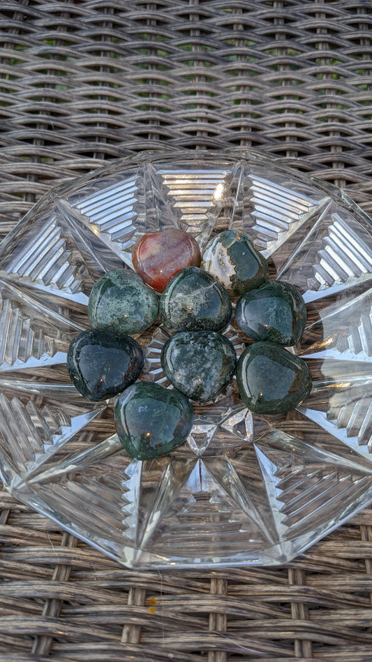 Moss Agate Hearts