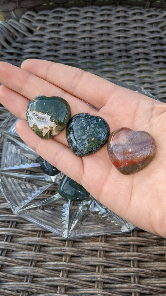 Moss Agate Hearts