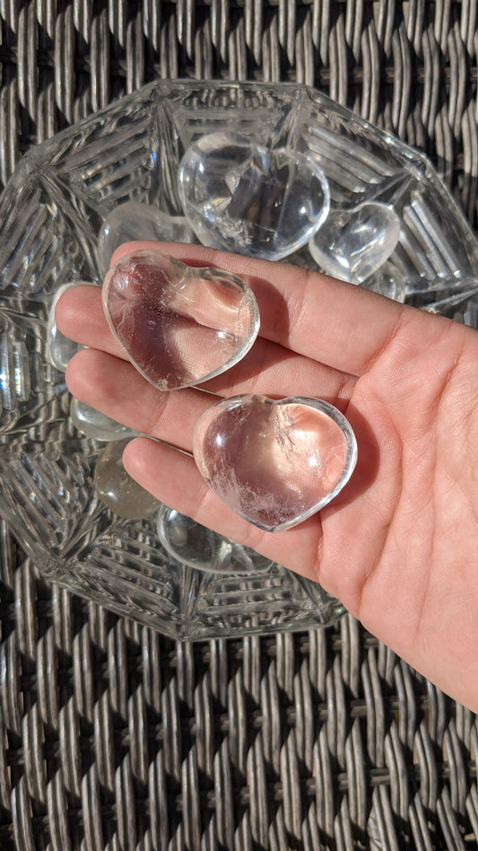 Clear Quartz Hearts